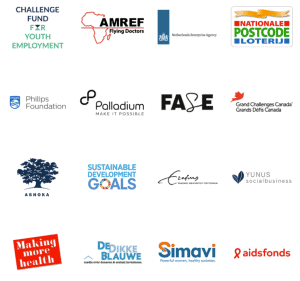 Logos of organizations supporting healthy entrepreneurship initiatives.